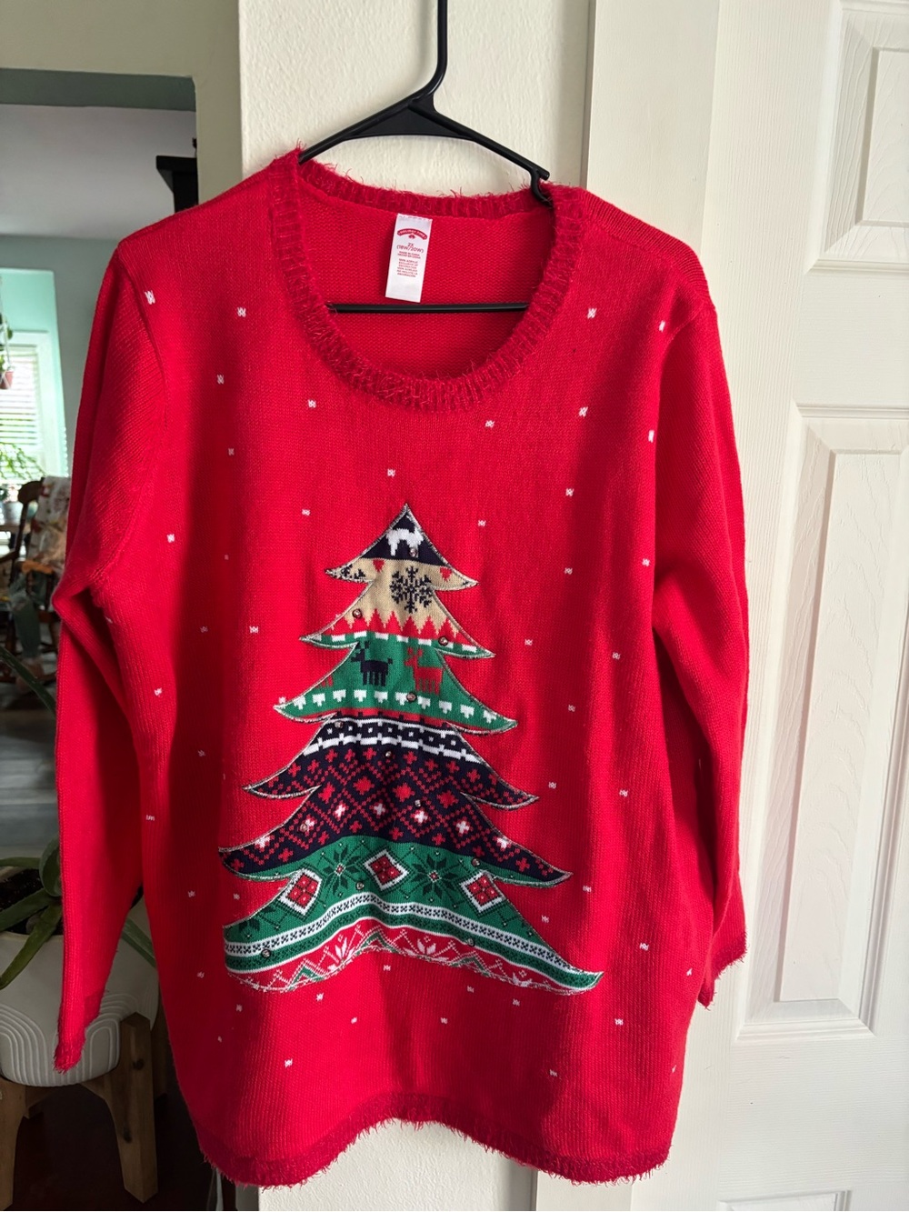 Holiday Time Red Christmas Tree Crewneck Sweater
